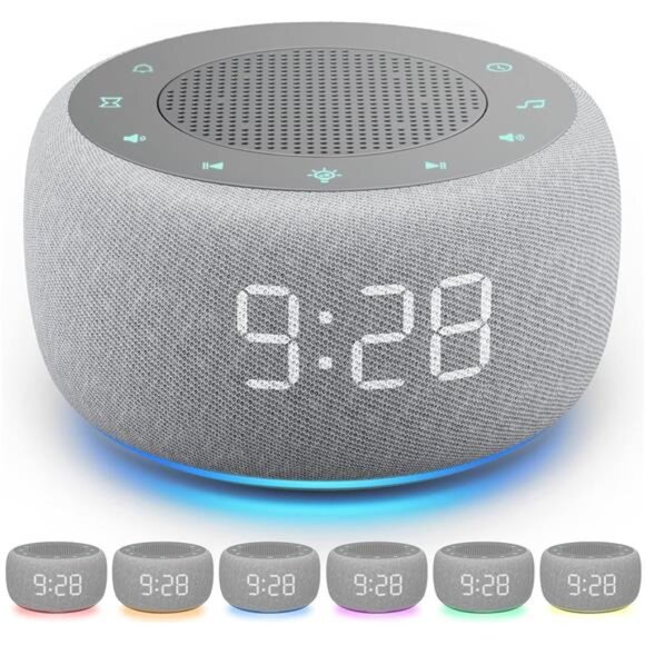 Sound Machine & Alarm Clock 2-in-1, 18 Soothing Sound, 7 Night Light - Picture 1 of 7